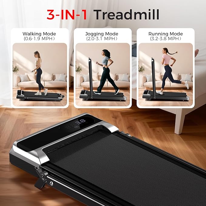 Walking Pad Treadmill with 8% Incline,Foldable Treadmills for Home and Office, 3.0 HP Quiet Walking Pad Treadmill with Walking Pad with Handle 350 LBS Capacity