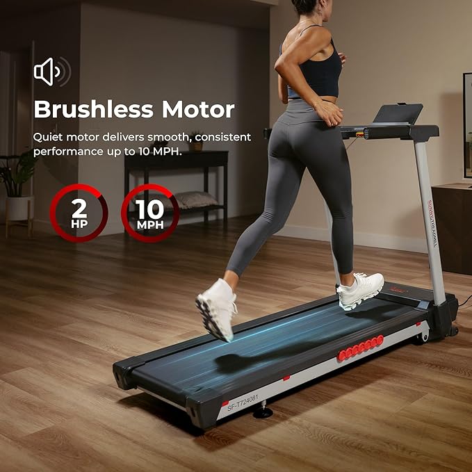 Sunny Health & Fitness Premium Smart Treadmill with Auto Incline, Dedicated Speed Buttons, Digital Performance Display