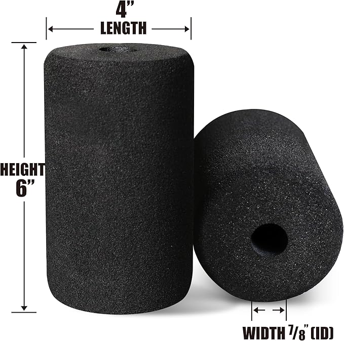 WF Athletic Supply Foam Foot Pads, Foam Roller for Gym Exercise Machines Equipment Replacements, Roller Pad for Leg Extension, PEC Deck Pads for Weight Bench, Sold by Pair (6” x 4” OD x 0.875” ID)