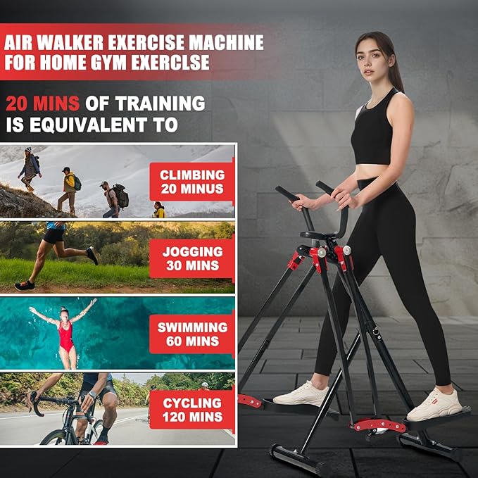Air Walker Exercise Machine, Cardio Cross Trainer Glider for Home Exercise, Foldable Elliptical for Small Spaces, 350LBS Weight Capacity