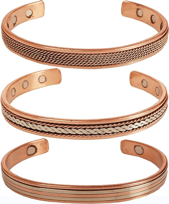 Touchstone copper bracelets | gift for men women |adjustable 100% pure solid real magnetic jewelry | handmade bracelet set combo | rope braided tibetan bangles.