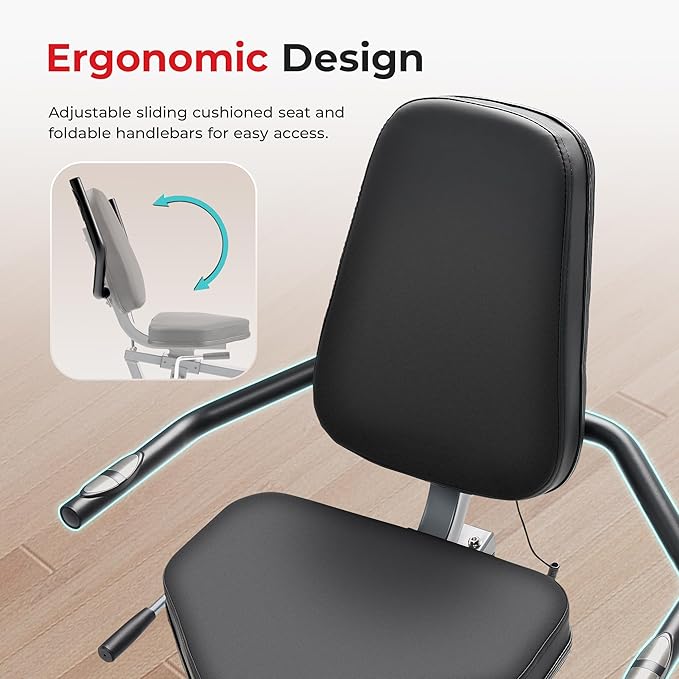 Sunny Health & Fitness Smart Magnetic Recumbent Bike, Home Cardio Trainer & Cycling Machine for Seniors, Free SunnyFit App Connection, Optional Hand Cycle, Resistance Bands, or Pulse Sensors