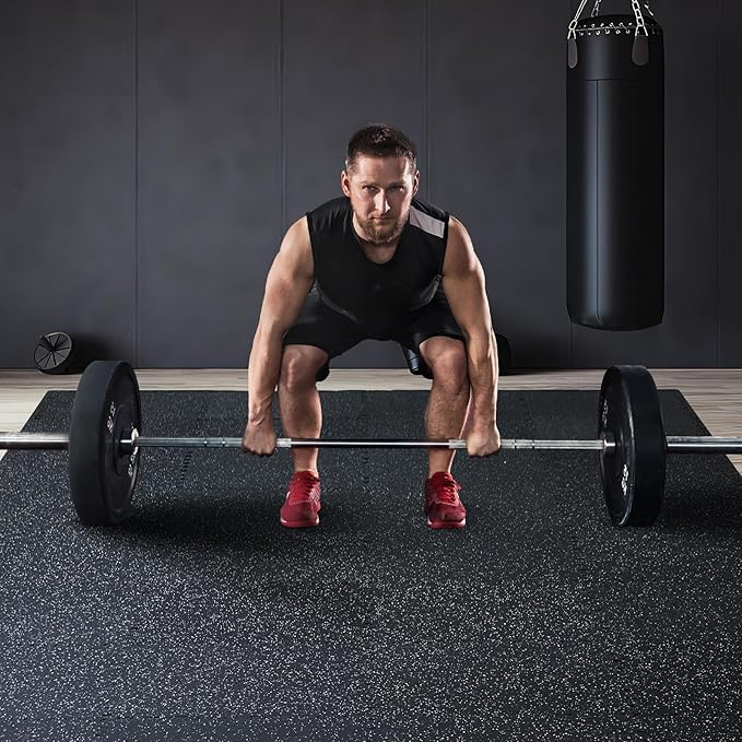 VEVOR 0.56In 100sq.ft 25 Tiles Gym Flooring for Home Gym, Rubber Top with High Density EVA Foam, 25" x 25" Gym Floor Exercise Equipment Mats, Interlocking Gym Mats, Puzzle Workout Mats, Black & White