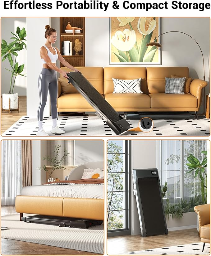 Walking Pad,6% Manual Incline Walking Pad Treadmill,Under Desk Treadmill for Home Office, with App & Remote,2.5HP Quiet,LED Display,300 lbs Capacity