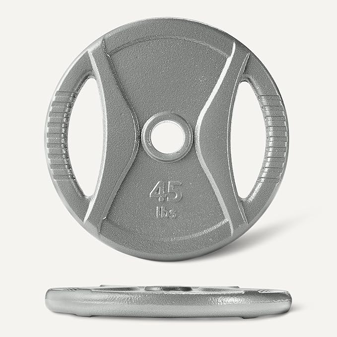 Amazon Basics 2-Inch Olympic Cast Iron Grip Weight Plates