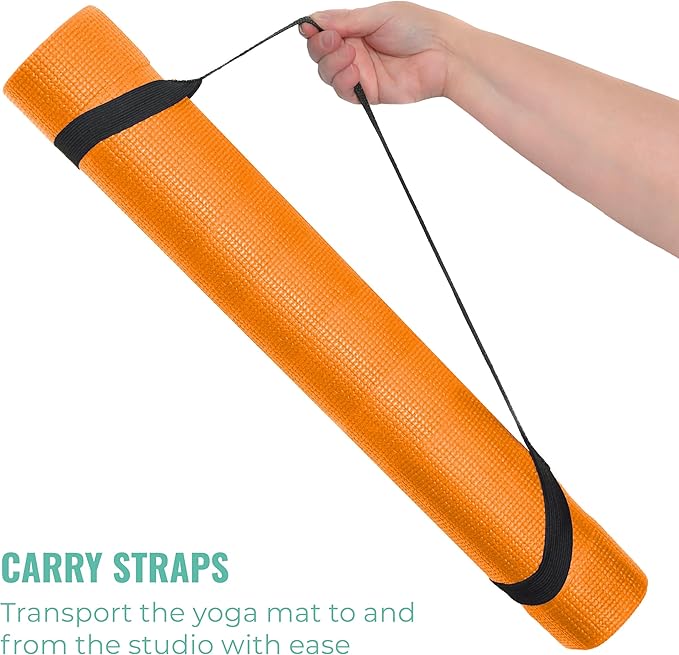 12-Pack Classic Yoga Mat With Carrying Strap, 68" x 24" Non Slip Exercise Mat, 4mm Thick Gym Mat, Bulk Non Toxic Yoga Mats for Home Workout, Schools, Classroom, and Studios
