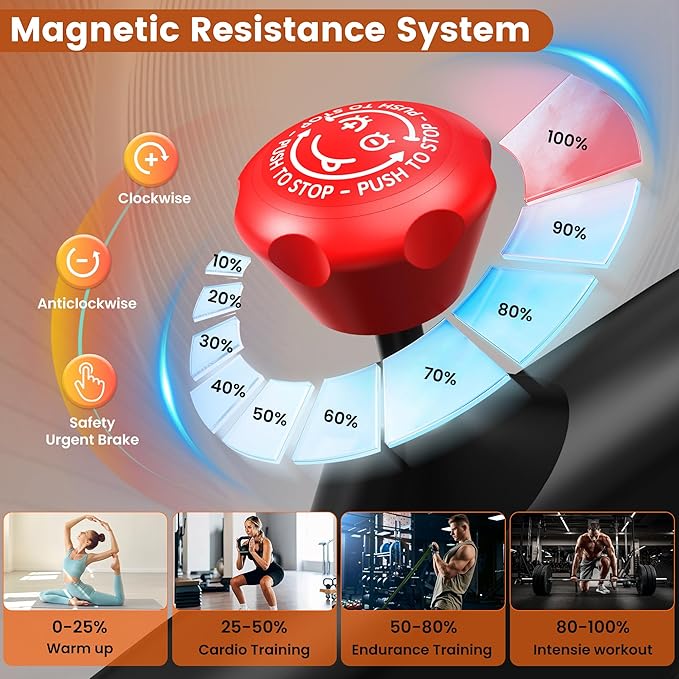 Exercise Bike for Home, Quiet Adjustable Magnetic Stationary Bike for Home Cardio with App Compatible, Spin Bike with 400 lbs Capacity, Spinning Bike with Heart Rate Monitor,Comfort Seat/Alloy Pedals/LCD Monitor