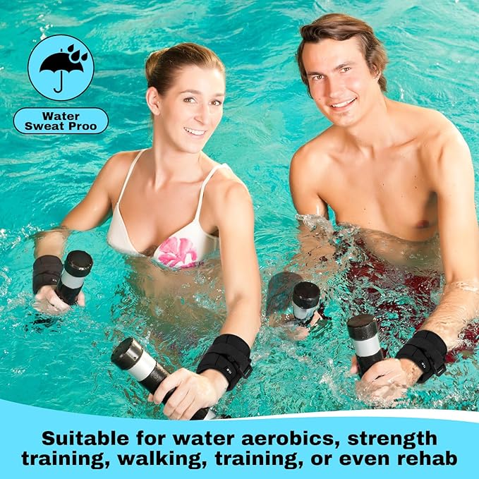 2 Pairs Ankle Wrist Weights for Land or Aquatic Exercise Aqua Cuffs Aqua Aerobics Fitness Bands for Ankle and Wrist Adjustable Weights for Swimming Pool Workout Equipment