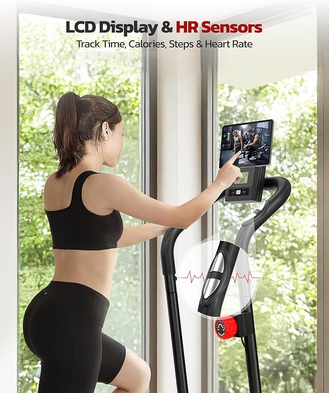 YOLEO Magnetic Stair Steppers for Exercise at Home, 16-Level Adjustable Resistance Up to 130LB, Folding Cardio Stairmaster with 28''Extended Stride&Low Noise,Stair Climber with HR Sensor for Full Body