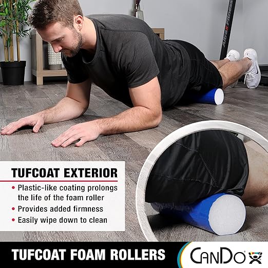 CanDo Premium TufCoat Blue Coated Foam Rollers for Muscle Restoration, Massage Therapy, Rehabilitation, Sport Recovery and Physical Therapy for Home, Clinic and Gym