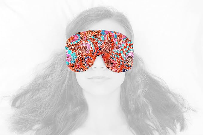 Handmade Weighted Sleep Eye Mask Yoga Pillow - Flax Seed Fill - Lavender Scented - Frilly Fiesta - TEMFL-FF