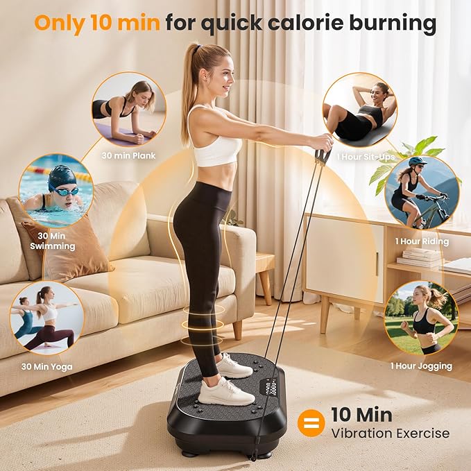 Vibration Plate Exercise Machine, Vibrating Plate for Lymphatic Drainage Weight Loss with 200 Power Motor, Shake Plate with 120 Adjustable Speeds, Whole Body Vibration Platform Machines for Women Men