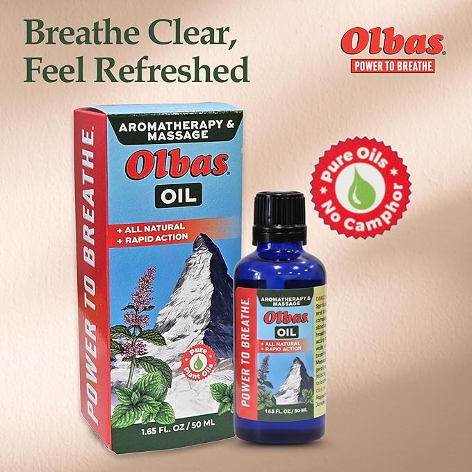 Olbas Massage and Aromatherapy Oil, 1.65 Fl Oz,body massage oil, Swiss Herbal Remedies with Pure Essential massage oils for muscle relaxing and soothing comfort for pain relief.