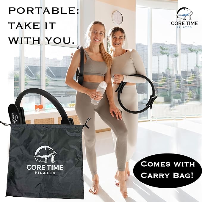 Pilates Ring and Exercise Guide- 25 Magic Circle Exercises Included- Photos and Videos by Pilates Instructor- Full Website Access Included - with Resistance Band and Bag.