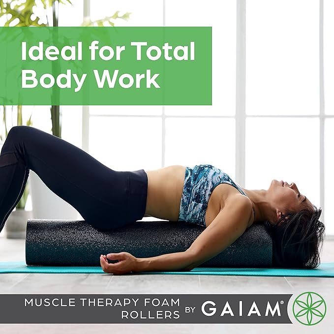 Gaiam Restore Foam Roller for Muscle Massage - Textured Muscle Massager for Stimulation, Total Body Pain Relief for Back, Neck, Foot, Calf, Leg, Arm - Deep Tissue Massager for Sore Muscles (18 Inches)