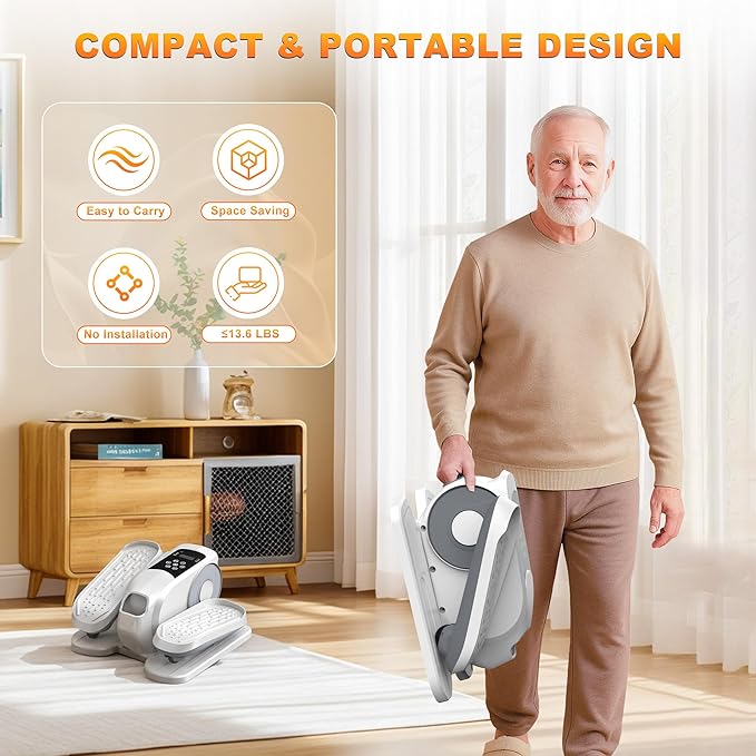 Mini Under Desk Elliptical Low Impact Electric Leg Exerciser As Seen on TV While Sitting for Seniors with Non-Slip Mat Quiet & Portable for Home and Office
