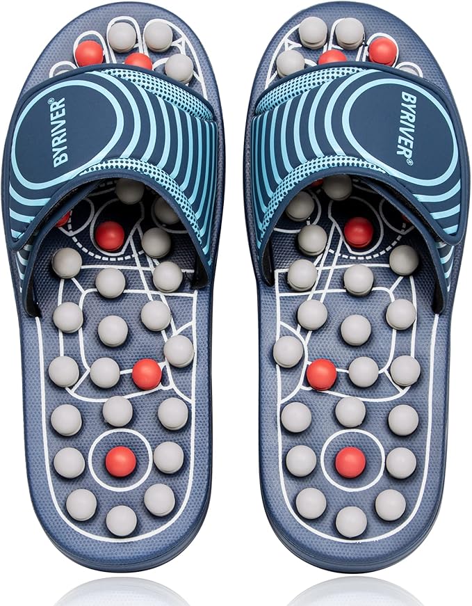 BYRIVER Acupressure Foot Massage Slippers Shoes Sandals, Reflexology Massager Tools, Relieve Back Tension Pressure Arthritis Pain, Present Gifts for Dad Mom(05L)