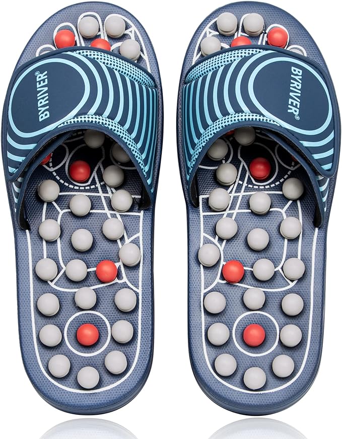 BYRIVER Lower Back Pain Relief Massager Device Product, Spiky Ball Roller Foot Massage Slippers Sandals Shoes, Healthcare Relaxation Gift for mom dad（05XS