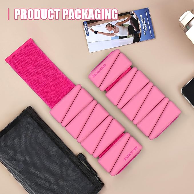 Ankle Weights for Women Wrist Weights Set of 2 (1 lb/2 lb Each) Adjustable Arm Leg Weight for Womens Men Suitable for Walking Swimming Running Pilates Yoga Gym