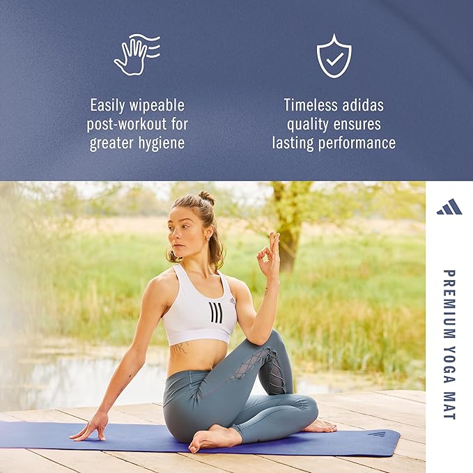adidas Yoga Mat - Eco Friendly - Non Slip, Durable Textured Surface, 8mm