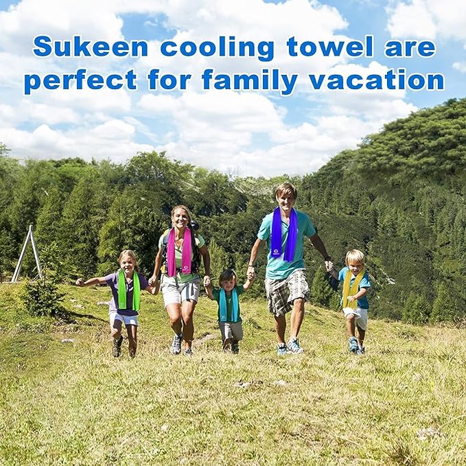 Sukeen Cooling Towel (40"x12"), Soft Breathable Chilly Microfiber Towel for Yoga, Sports & More Activities, Dark Blue/Grey/Pink/Lake Blue/Black/Green/Brown/Purple/Blue/Dark Grey