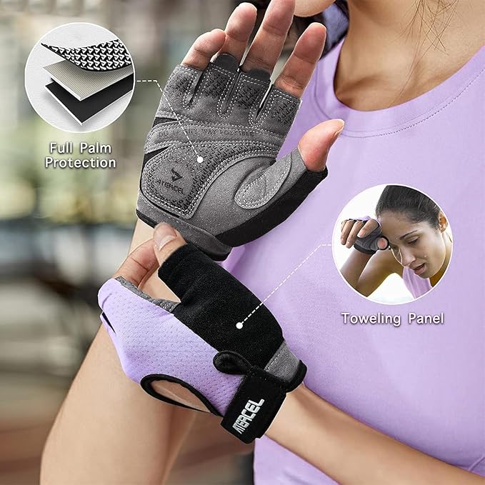 ATERCEL Weight Lifting Gloves Full Palm Protection, Workout Gloves for Gym, Cycling, Exercise, Breathable, Super Lightweight for Mens and Women
