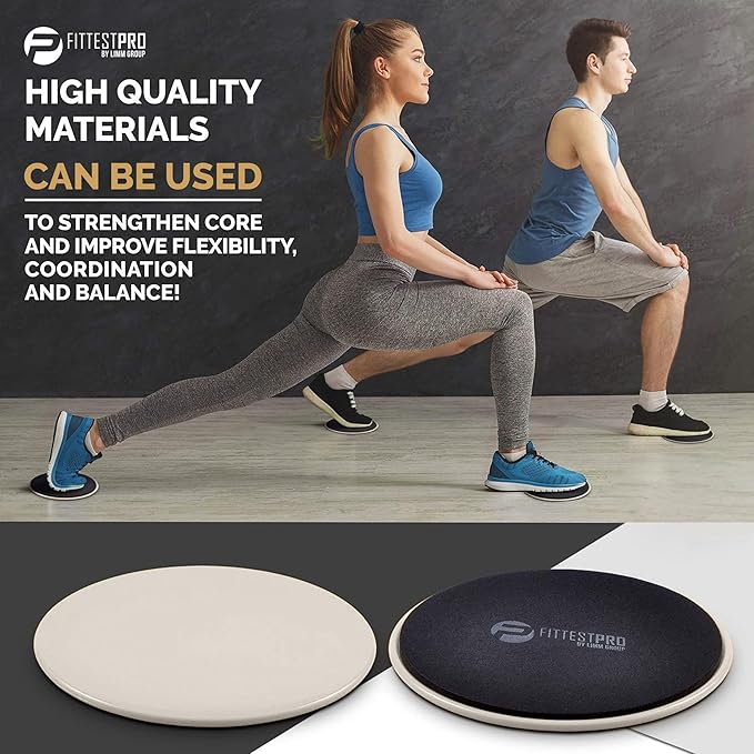 Limm Core Sliders for Working Out - Exercise Sliders Fitness, Stability, Ab, Legs & Full Body (Set of 2) - Bonus Carry Bag & Workout Ebook - Gym Gliding Disc Pads for Hardwood, Carpet & More