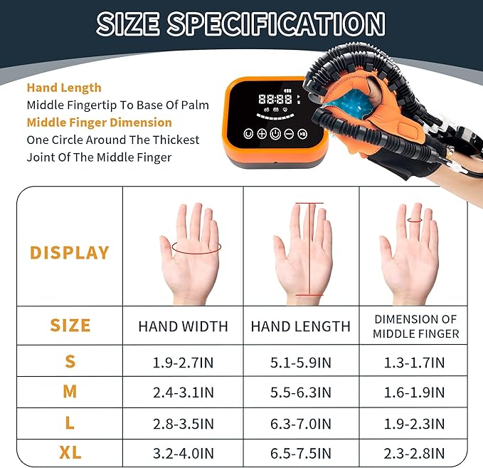 Rehabilitation Robot Gloves Equipment for Stroke Recovery, Hand Strength Exercise, and Adaptive Training Hemiplegic with USB Chargeable Orange (Size M,Left Hand)
