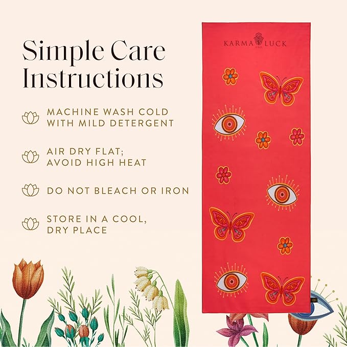 KARMA AND LUCK Radiant Protection Yoga Towel, Absorbent, Non-Slip Hot Yoga Mat Towel, Silicone Grip & Soft Terry Suede for Spiritual Energy Shield & Clarity, 26” x 72”