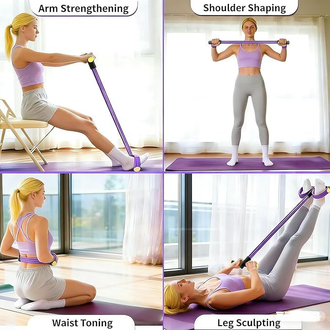 Pedal Resistance Bands with Handles, Upgrade 6-Tubes Manual Tension Training Pedal, Natural Rubber Foot Pedal Resistance Bands, Light Weight Fitness Equipment for Yoga, Pilates, Gym & Abs Training