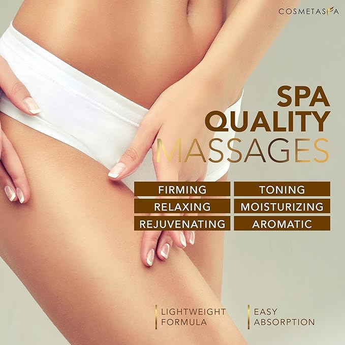 Cosmetasa Anti Cellulite Massage Oil – Lymphatic Drainage & Firming Body Oil with Collagen & Stem Cells – Toning & Hydrating, Lightweight, Non-Greasy Formula (8.8 fl oz)