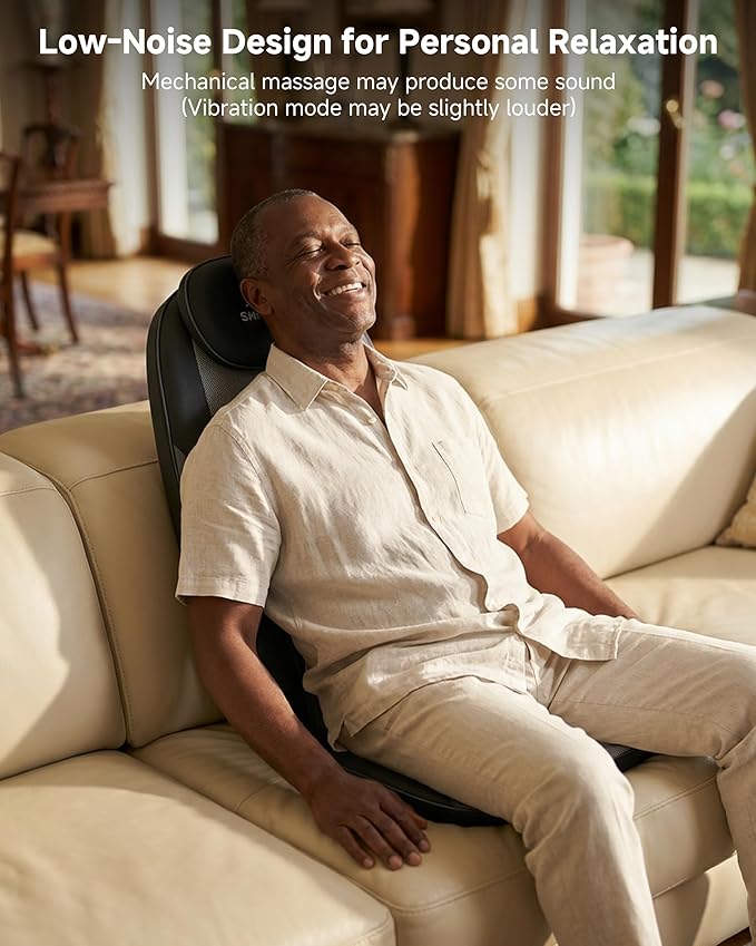 Snailax Shiatsu Back Massager with Heat Massage Chair Pad Kneading Back Massager for Pain Relief Deep Tissue Chair Massage Pad for Office Home