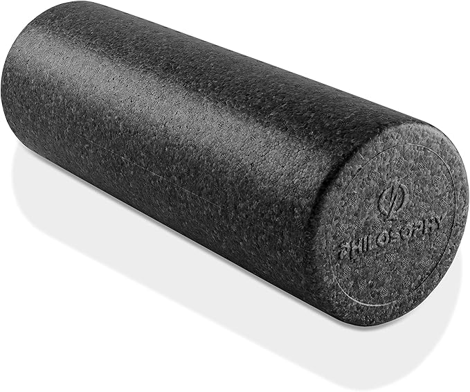 Philosophy Gym 18" High-Density Foam Roller for Exercise, Massage, Muscle Recovery - Round, Black