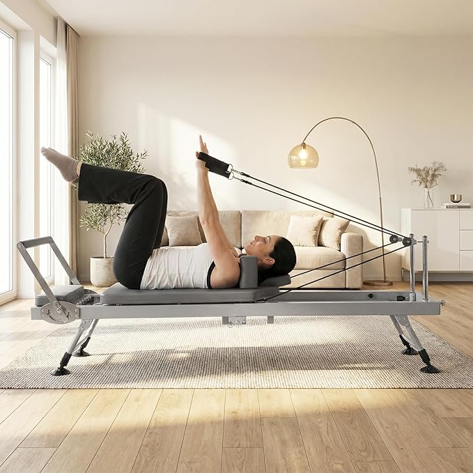 Generic 78 in Pilates Reformer with Springs Resistance Adjustable Fitness Equipment 300 LBS Capacity Smooth Glide Carriage Reformer for Home and Studio Use