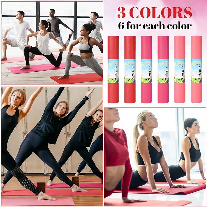 Amylove 12 Pieces Yoga Mats Bulk 68x24x0.12 Inch Exercise Non Slip Fitness Workout Mats for Women Men Home Workout Gym Yoga