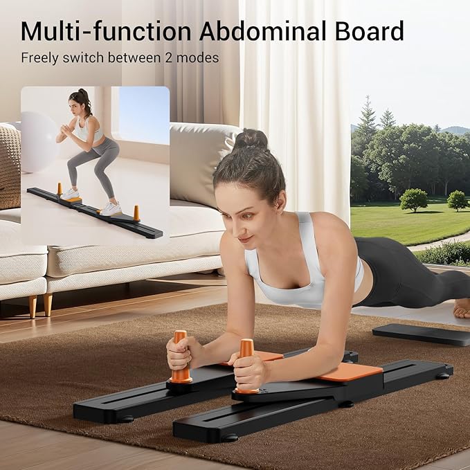 Pilates Board, Multifunctional Abdominal Plate Sets, Detachable Ab Trainer Machine for Home, 6 in 1 Pilates Sliding Board, Foldable Pilates Reformer for Women Core Workouts