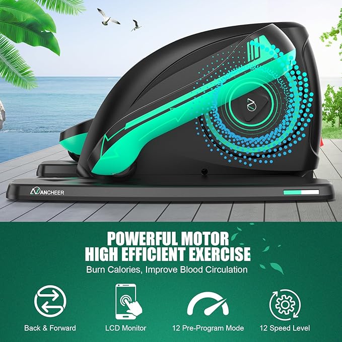 Ancheer Under Desk Elliptical,Ellipse Leg Exerciser for Seniors Fully Assembled, Electric Seated Pedal Elliptical Exerciser with Remote &12 Resistance Adjustable Speed