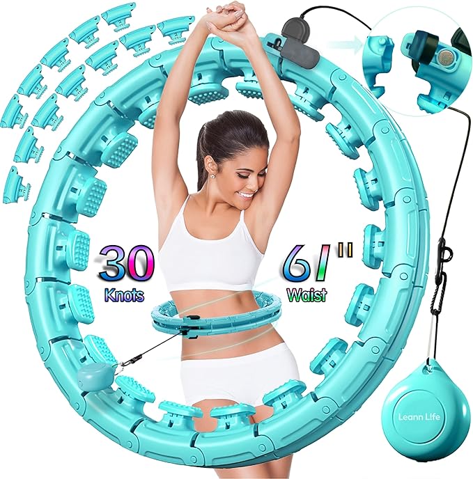 30/24/12 Knots, Upgraded Magnetic Lock Weighted Hula Hoop for Kids Adults Weight Loss, Infinity Hoop Plus Size, Home Indoor Outdoor, Fitness Exercise, Abdominal Toner