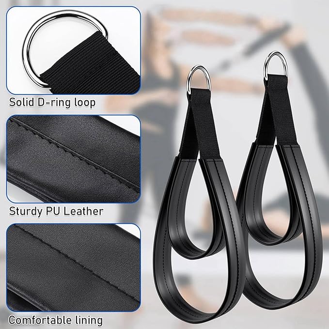 4PCS Pilates Straps, Pilates Double Loop Straps for Reformer, Fitness D-Ring Straps Double Loops Padded