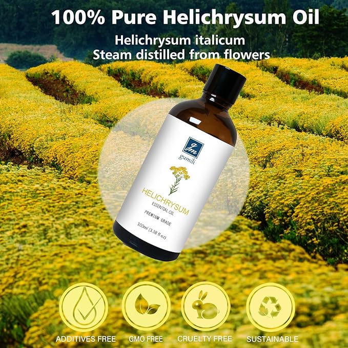 Helichrysum Essential Oil, 100% Pure Helichrysum Oil for Skin, Bruising, Body, Spray & DIY- 100ml