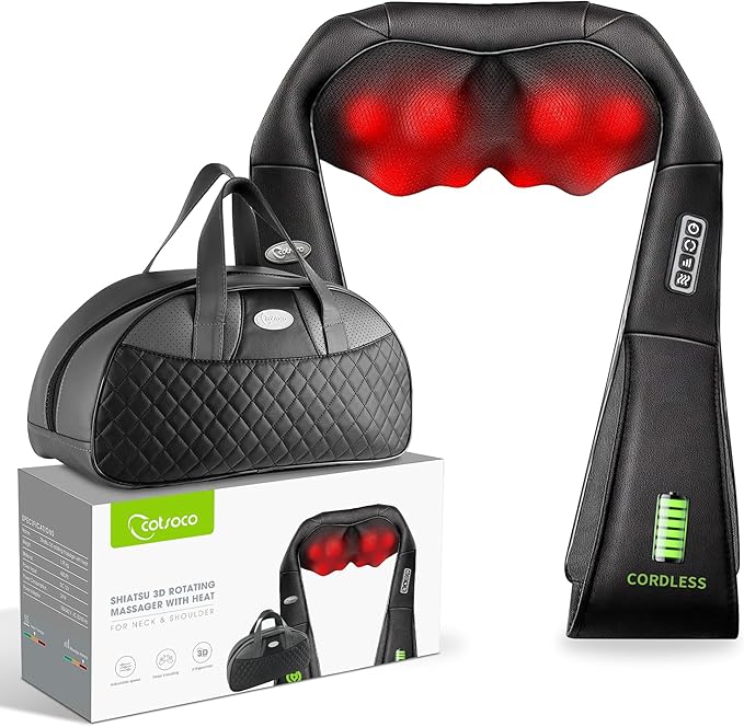 cotsoco Neck Massager,Shiatsu Shoulder and Back Massager with Heat, Electric Deep Tissue Massage Pillow for Body Muscle Pain Relief,Best Gifts Mom Dad Women Men,Home, Office Car Use