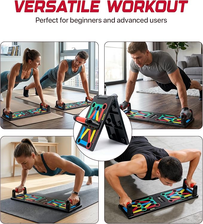 ROMIX Push Up Board for Men, Foldable Push Up Board, Multifunctional Pushup Stand, Muscle Board Rack Professional Strength Training Equipment for Man and Women at Home Gym Chest/Back/Abs Training