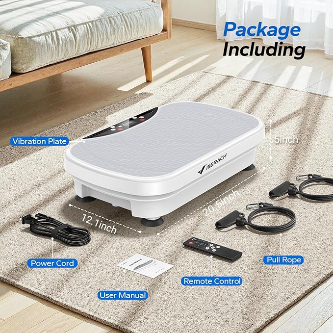 MERACH Vibration Plate Exercise Machine, Vibration Plate for Lymphatic Drainage Weight Loss, Vibrating Plate Exercise Machine with Bluetooth and LED Display, Workout Equipment for Women Men Home