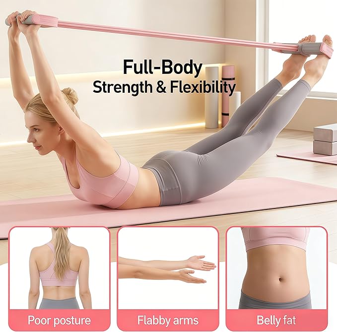 2026 Multifunction Pedal Resistance Band, Resistance Bands with Handles, Natural Rubber Foot Pedal Resistance Bands, for Abdomen/Waist/Arm/Leg Stretching Slimming Training