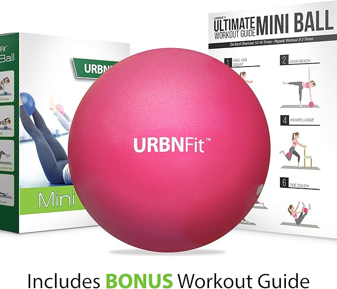 URBNFit Mini Exercise Ball 9” – Small Pilates & Yoga Stability Ball for Core Strength, Balance, Pregnancy & Physical Therapy – Anti-Burst Swiss Ball w/Quick Pump – Home, Office, Gym