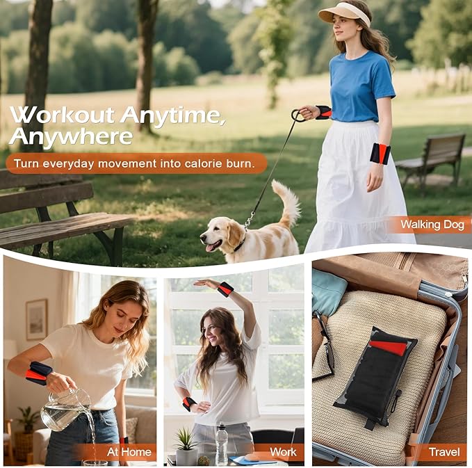 Wrist Ankle Weights for Women & Men, 2lbs/4lbs Adjustable Weighted Bangles to Boost Calorie Burn & Strength, Arm & Leg Weights for Pilates, Yoga, Walking, Barre, Gym & Home Workout