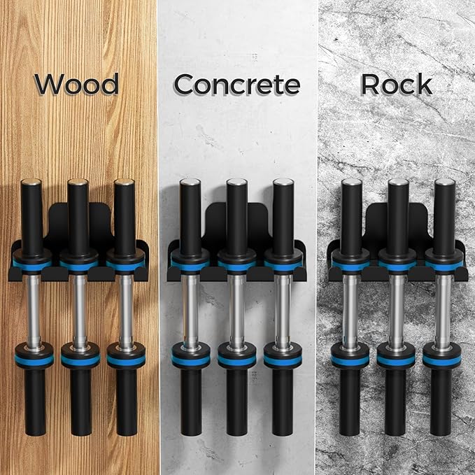 Barbell Wall Holder,Olympic Hanger,Garage Gym Bar Wall Rack,Vertical Barbell Mount Rack,Space Saving Commercial or Home Gym Accessory,Holds Under 33mm Bar Size