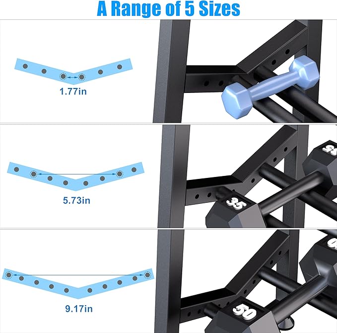 Upgraded V-type 3-Tier Dumbbell Rack, Adjustable Heavy-Duty Metal Weight Rack for Dumbbells, Kettlebells & More, Space-Saving Home Gym Organizer (Dumbbells Not Included)