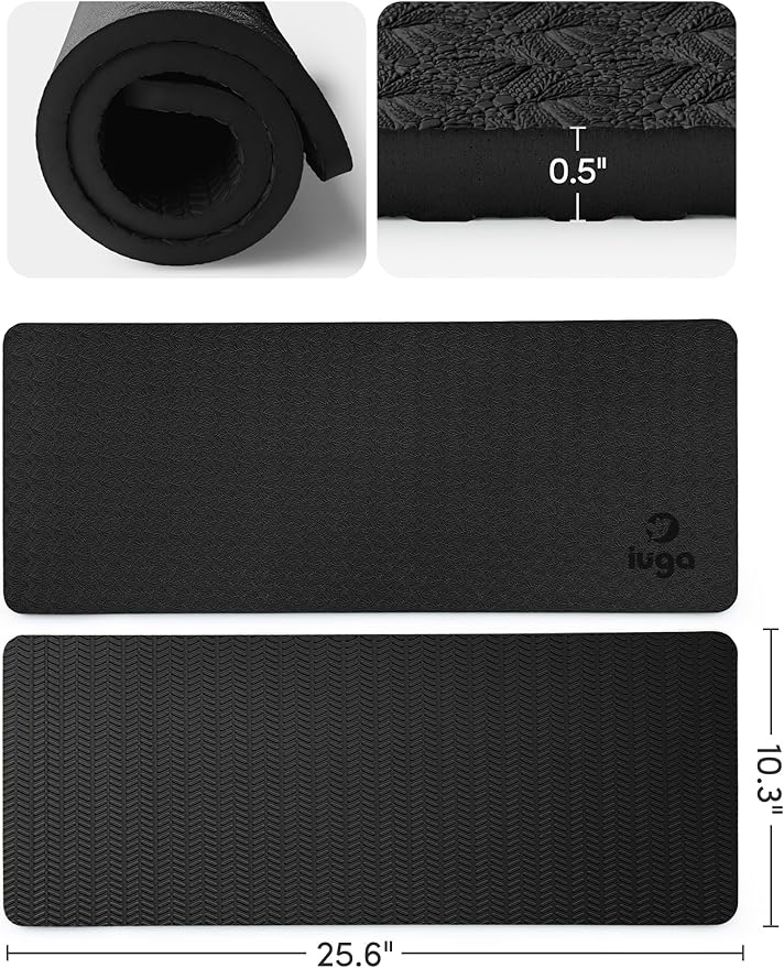 IUGA Yoga Knee Pads Cushion Non-Slip Knee Mat for Elbows Wrist Pain in Yoga Planks Floor Exercises Portable Extra-thick Cushioning