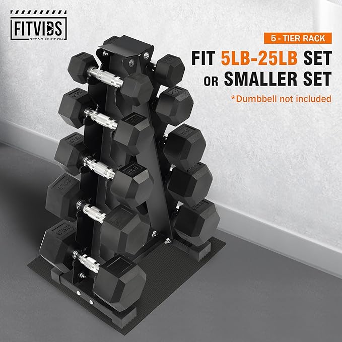 Fitvids A-Frame Dumbbell Weight Rack, Vertical Storage Rack for Dumbbells, Weight Stand Only for Home Gym Space Saver, 4-Tier or 5-Tier Option